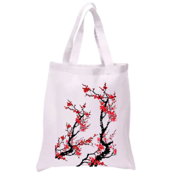 Red Cherry Blossom Tote