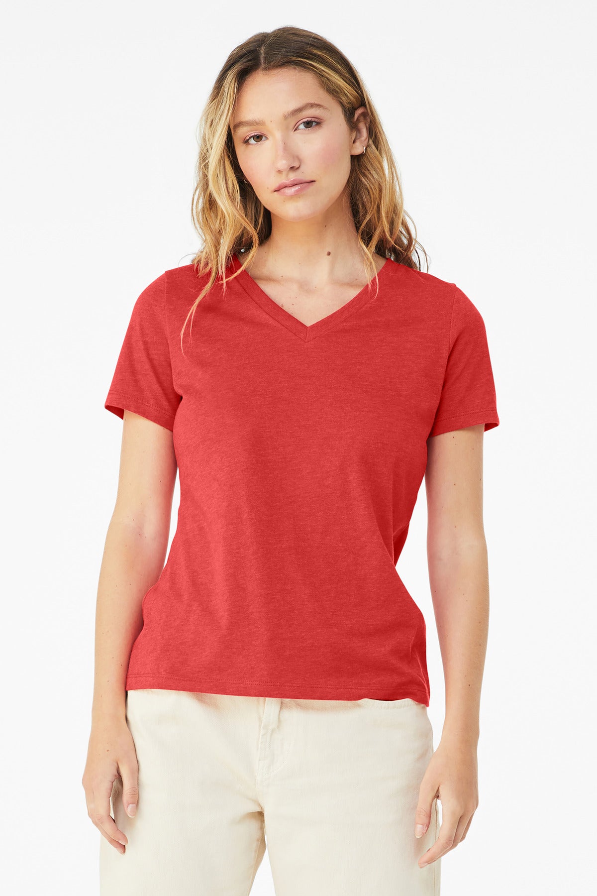 BELLA+CANVAS® Women's Relaxed Heather CVC V-Neck Tee BC6405CVC