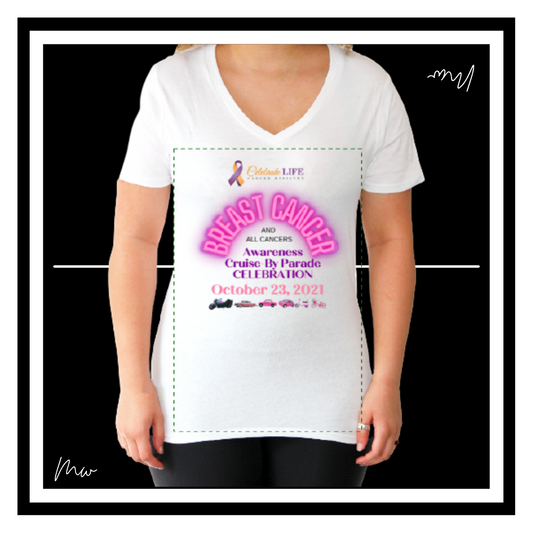 White Celebrate Life V-Neck Tee