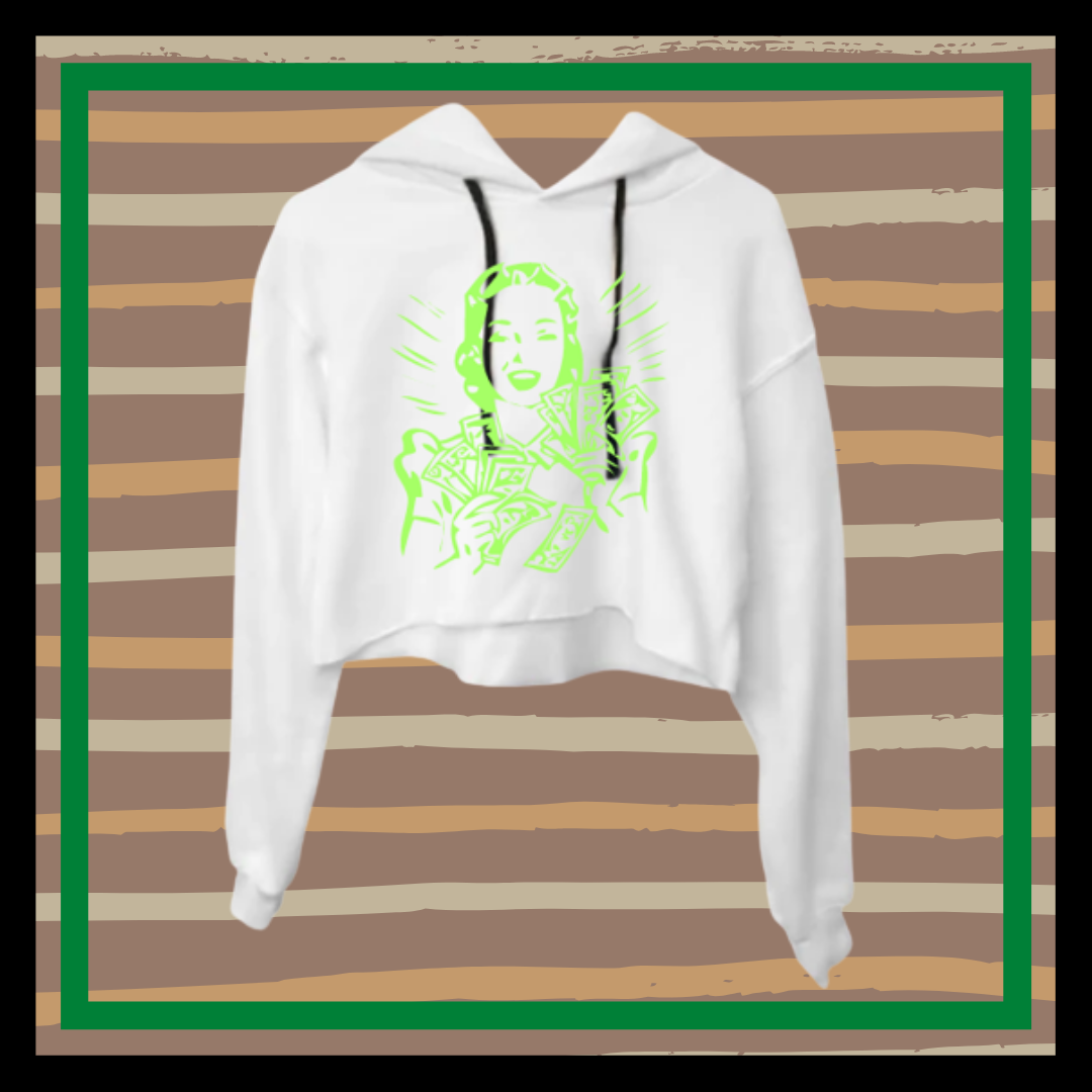 White Wealthy Not R$ch Crop Hoodie
