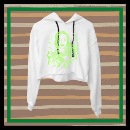 White Wealthy Not R$ch Crop Hoodie