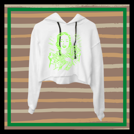 White Wealthy Not R$ch Crop Hoodie