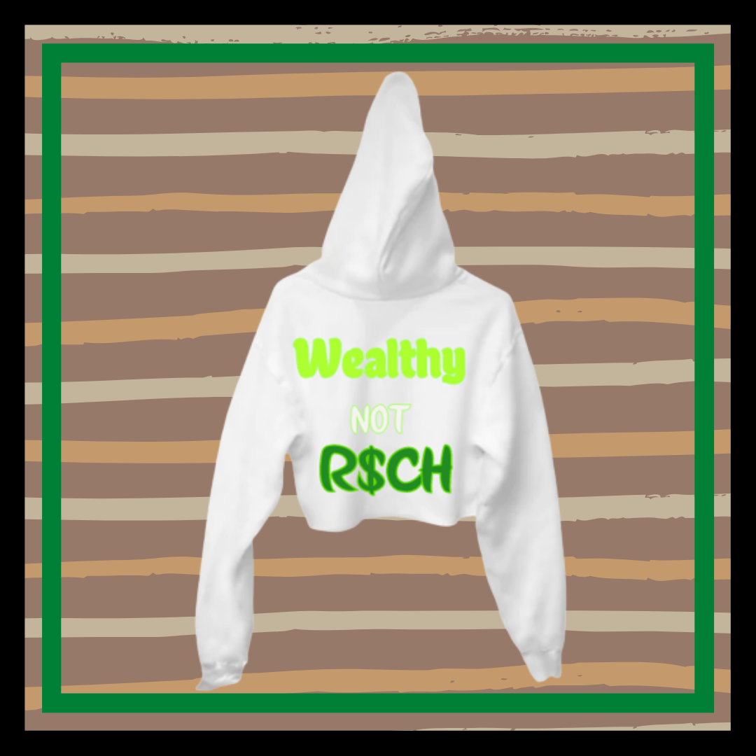 White Wealthy Not R$ch Crop Hoodie