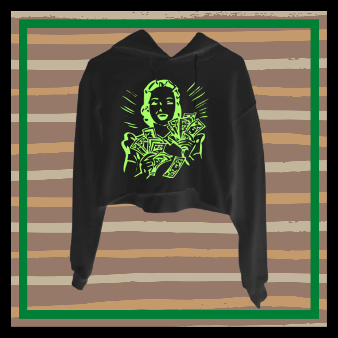 Black Wealthy Not R$ch Crop Hoodie