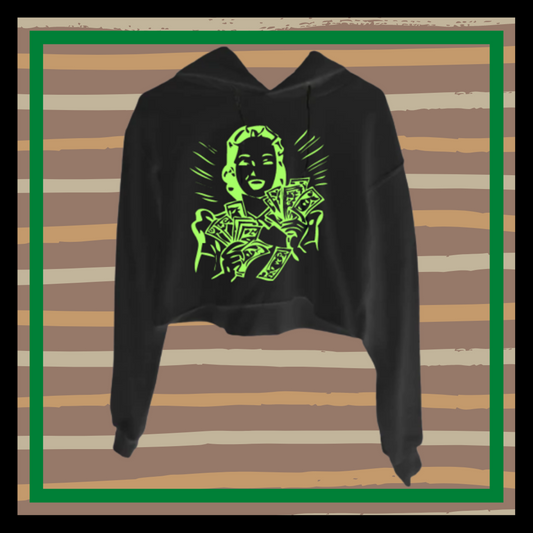 Black Wealthy Not R$ch Crop Hoodie