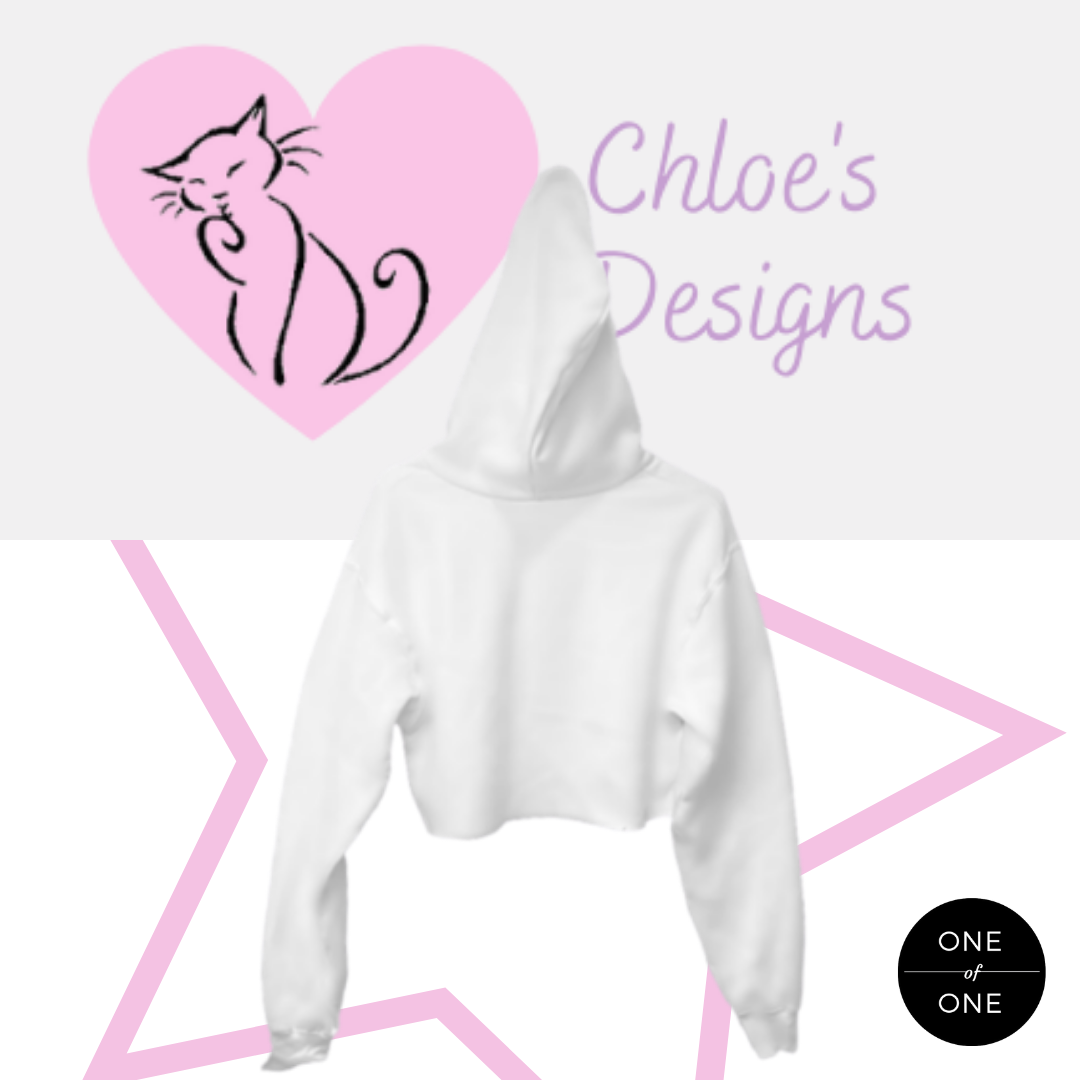 White Crazy Cat Woman Crop Hoodie