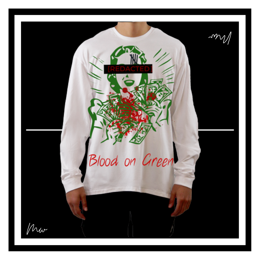 White Blood on Green Longsleeve