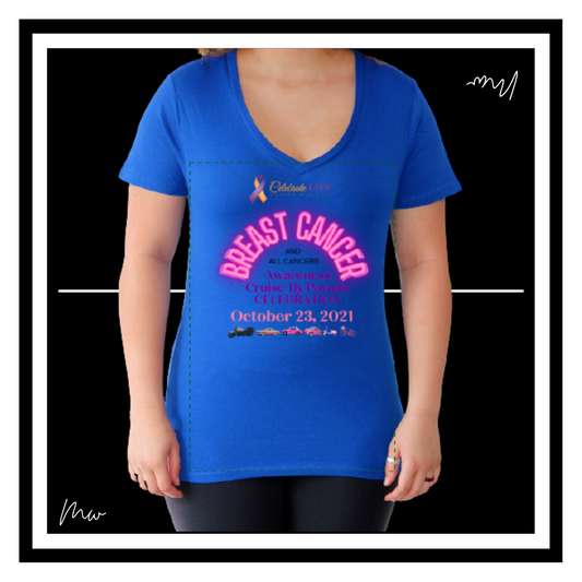 Blue Celebrate Life V-Neck Tee